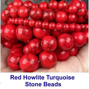 Red Turquoise Howlite  Natural Stone15" Strand